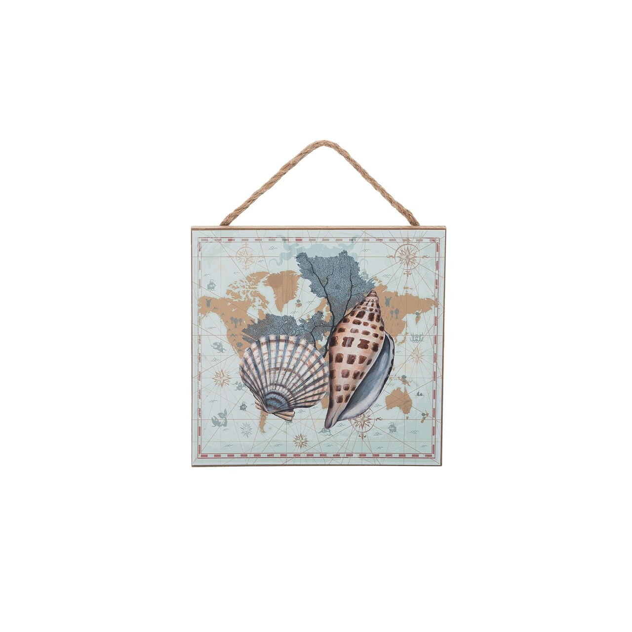 Map Of Shells Mini Wall Plaque Wall Hanging Decor Decoration Hanging Sign Home Decor With Sayings 7.87 x 7.87 x 0.39 Inches.